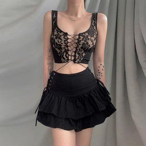 Alisson Lace Up Crop Top